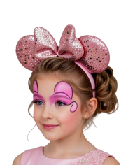 Pink minnie mouse headband in fabric on card