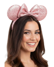Pink minnie mouse headband in fabric on card