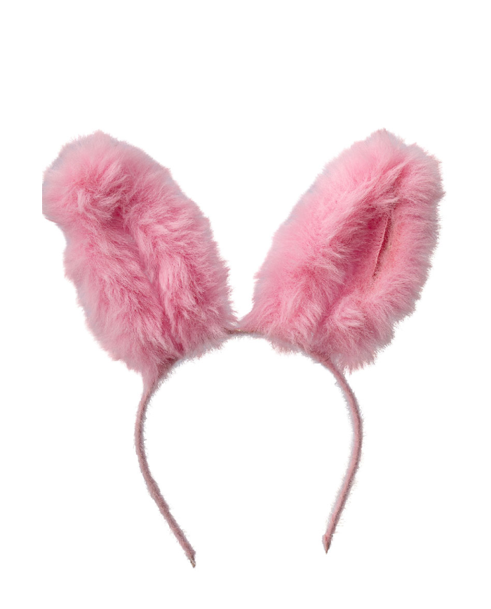 Serre-tête lapin rose en peluche douce sur papier cartonné