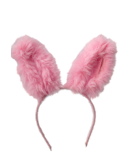 Pink rabbit headband in soft plush on card