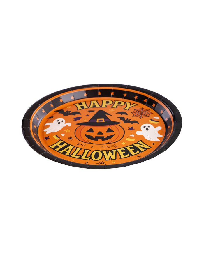 6 Teller aus Papier Happy Halloween Durchm. ca. 23 cm in Beutel