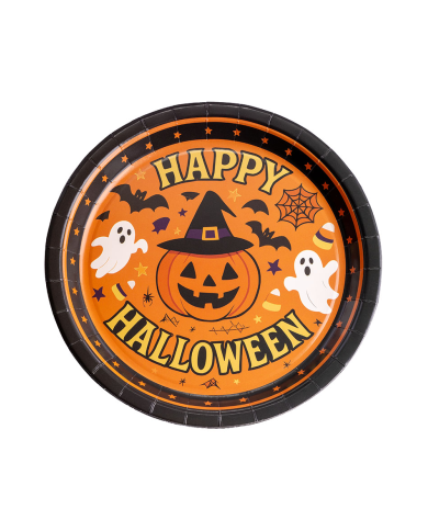 6 Teller aus Papier Happy Halloween Durchm. ca. 23 cm in Beutel