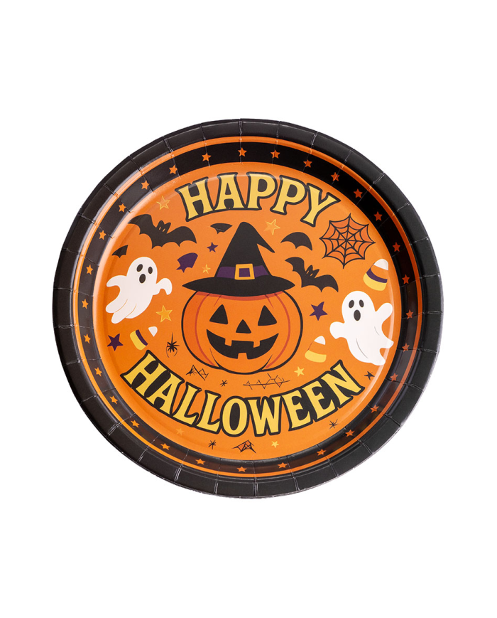 6 assiettes en papier Happy Halloween diamètre 23 cm environ dans un sachet