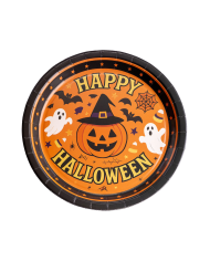 6 Teller aus Papier Happy Halloween Durchm. ca. 23 cm in Beutel