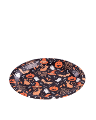 6 assiettes en papier Halloween fond noir diamètre 23 cm environ dans un sachet