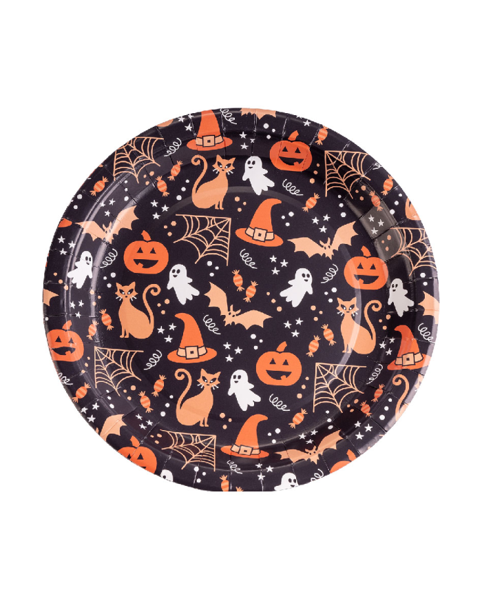 6 black Halloween paper plates diam.cm.23 in bag