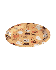 6 Teller aus Papier Happy Halloween oranger Hintergrund Durchm. ca. 23 cm in Beutel