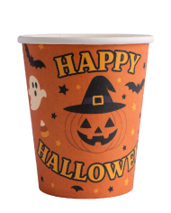 6 Becher aus Papier Happy Halloween in Beutel