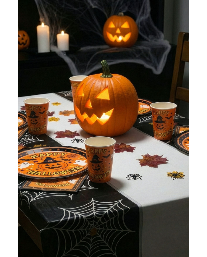 12 servilletas de papel Happy Halloween de unos 16,5x16,5 cm. en bolsa