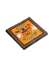 12 servilletas de papel Happy Halloween de unos 16,5x16,5 cm. en bolsa