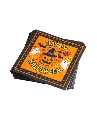 12 Servietten aus Papier Happy Halloween ca. 16,5x16,5 cm in Beutel