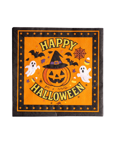 12 Servietten aus Papier Happy Halloween ca. 16,5x16,5 cm in Beutel