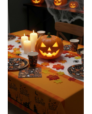 12 servilletas de papel Halloween fondo negro de unos 16,5x16,5 cm. en bolsa