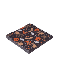 12 Servietten aus Papier Halloween schwarzer Hintergrund ca. 16,5x16,5 cm in Beutel