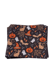 12 servilletas de papel Halloween fondo negro de unos 16,5x16,5 cm. en bolsa