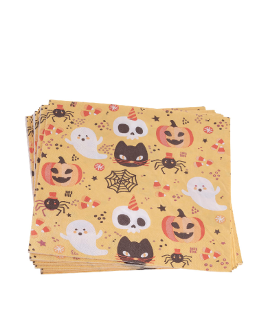 12 tovaglioli in carta Halloween sfondo arancione cm.16,5x16,5 ca. in busta