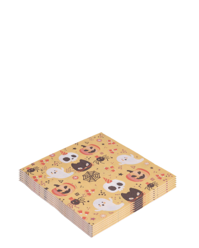 12 Servietten aus Papier Halloween oranger Hintergrund ca. 16,5x16,5 cm in Beutel