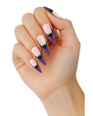 Faux ongles autocollants Halloween pointe violette dans une boîte