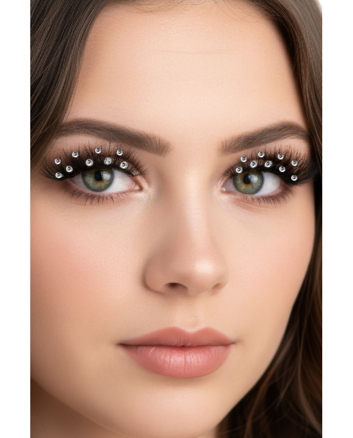 Schwarze Klebewimpern mit Strass in Schachtel