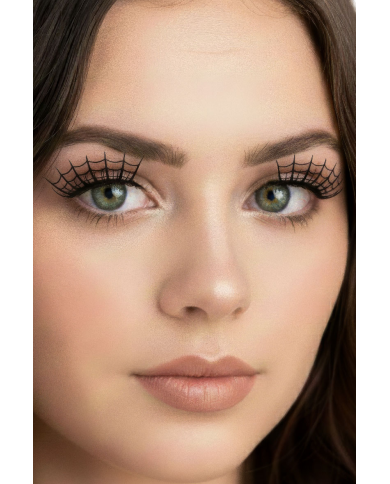 Black adhesive eyelashes with spiderwebs in box