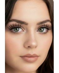 Black adhesive eyelashes with spiderwebs in box