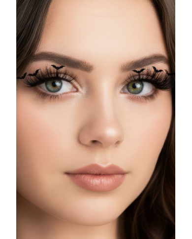 Black adhesive eyelashes with bats in box