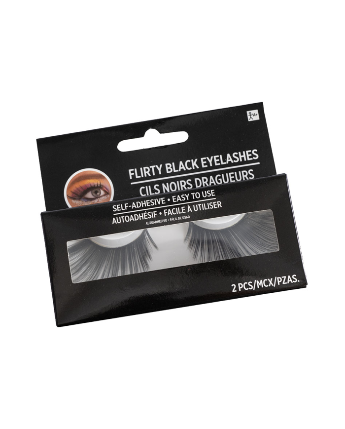Extra long adhesive black eyelashes in box