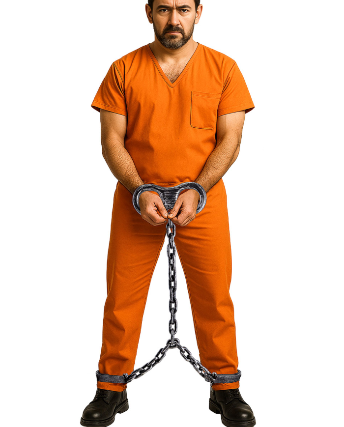 Chaîne prisonnier en plastique, longueur 105 cm environ avec étiquette volante/étiquette