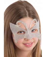 Maschera mezzo viso in plastica ricoperta di glitter argento