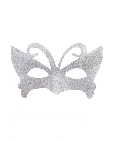 Maschera mezzo viso in plastica ricoperta di glitter argento