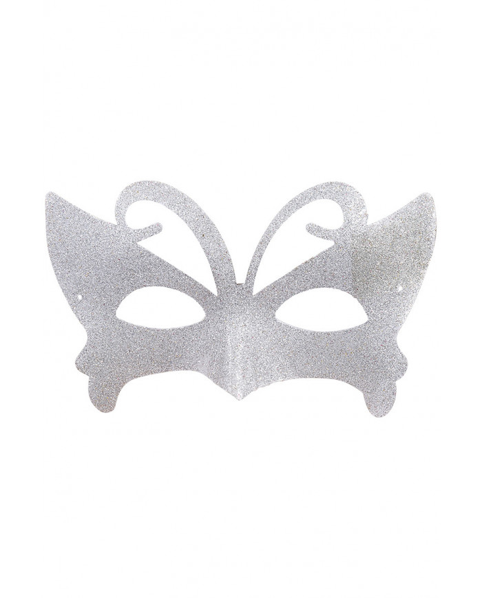 Maschera mezzo viso in plastica ricoperta di glitter argento