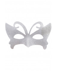 Maschera mezzo viso in plastica ricoperta di glitter argento