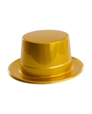 Hoher Zylinder goldfarben aus Kunststoff H. ca. 12 cm mit Pappschild/Etikett