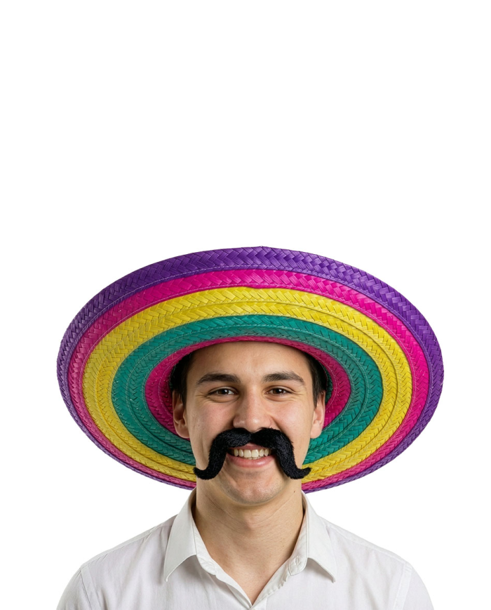 Bunter Sombrero Durchm. ca. 50 cm mit Pappschild/Etikett