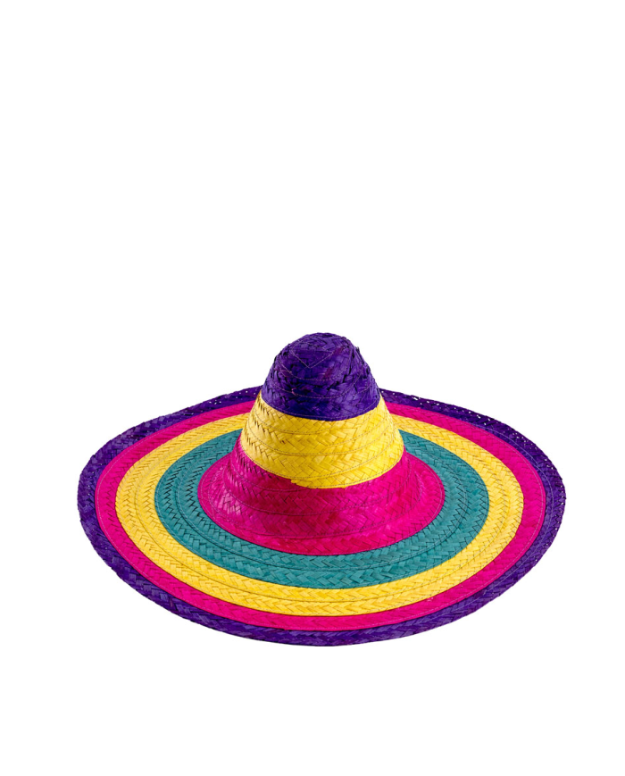 Sombrero multi-couleurs diamètre 50 cm environ avec étiquette volante/étiquette