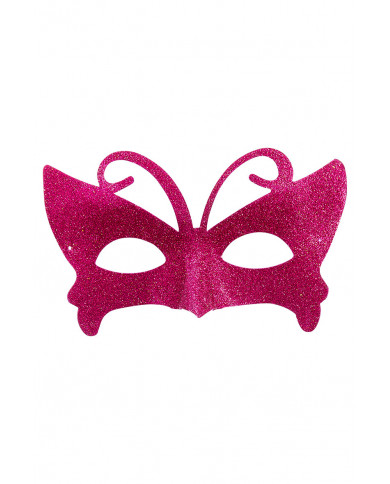 Maschera mezzo viso in plastica ricoperta di glitter fucsia una