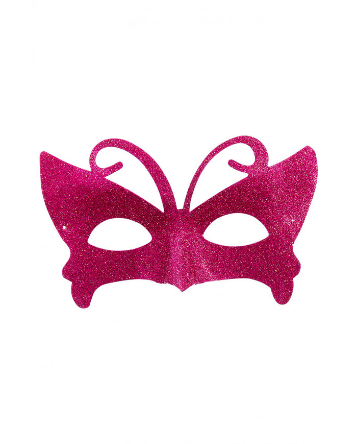Maschera mezzo viso in plastica ricoperta di glitter fucsia una