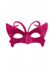 Maschera mezzo viso in plastica ricoperta di glitter fucsia una