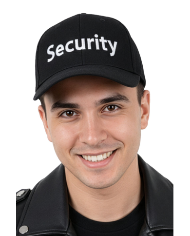 Chapeau security en tissu avec étiquette volante/étiquette