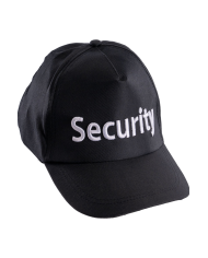 Security hat in fabric with label