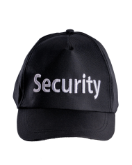 Security hat in fabric with label