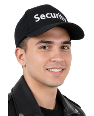 Cappellino security in tessuto con cartellino/etichetta