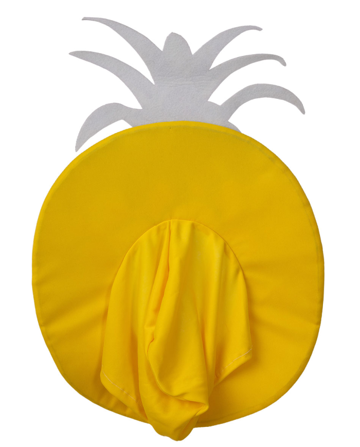 Ananas-Kappe aus Stoff mit Pappschild/Etikett