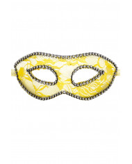 Chinless mask in transparent plastic covered with yellow lace