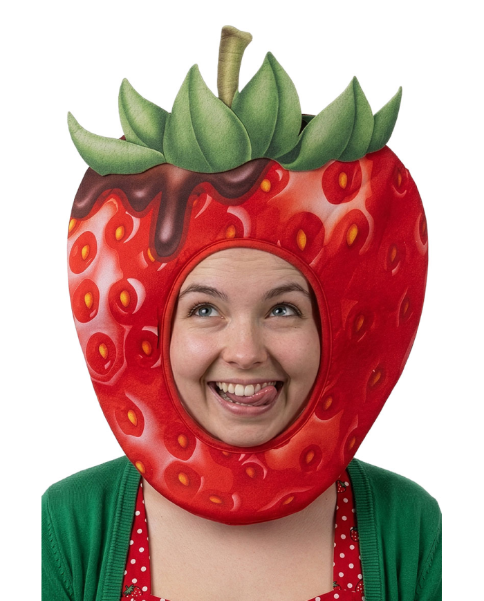 Bonnet fraise en tissu avec étiquette volante/étiquette