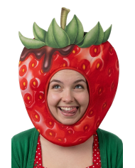 Strawberry hat in fabric with label