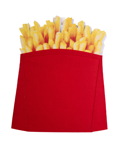 French fries hat in fabric with label