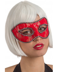 Chinless mask in transparent plastic covered with red lace and