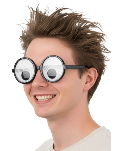 Funny glasses in plastic on card
