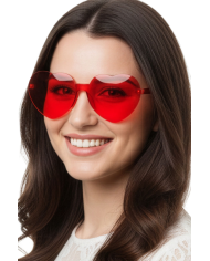 Red heart glasses on card